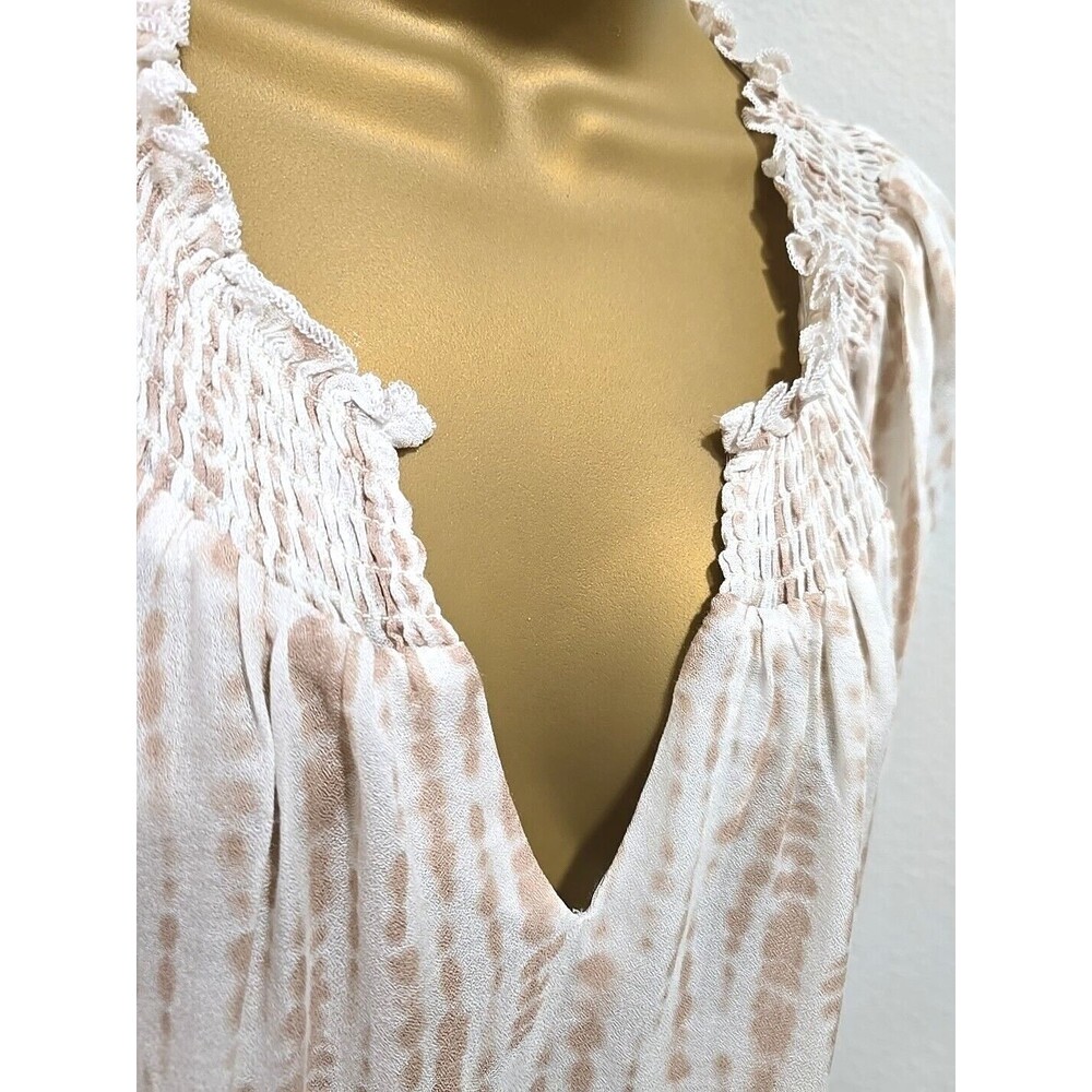Shift Dress Sz XL Ethereal Peasant Fairy Cream Tan Ruffle Delicate Dainty Office